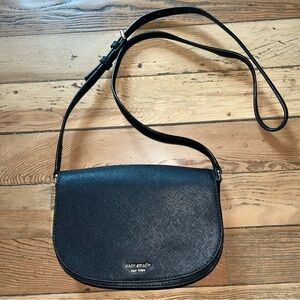 Kate Spade Black Saffiano Leather Reiley Crossbody Flap Bag